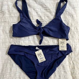 Lucky Brand navy ribbed bikini